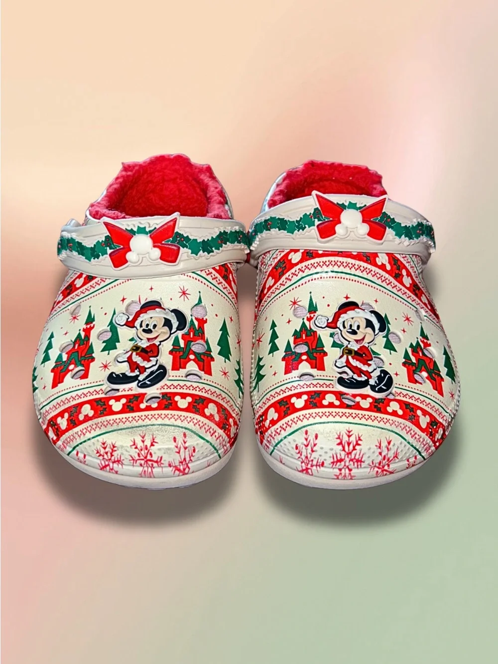 Crocs Disney Mickey Mouse Christmas Fleece Lined Clogs Kids C9
